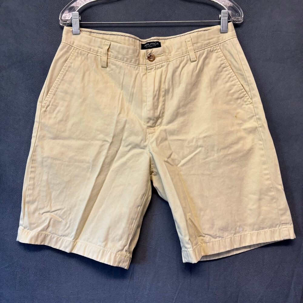 Nautica Classic Fit Chino Shorts Flat Front Beachy Resort Vacay Men's 32 Preppy
